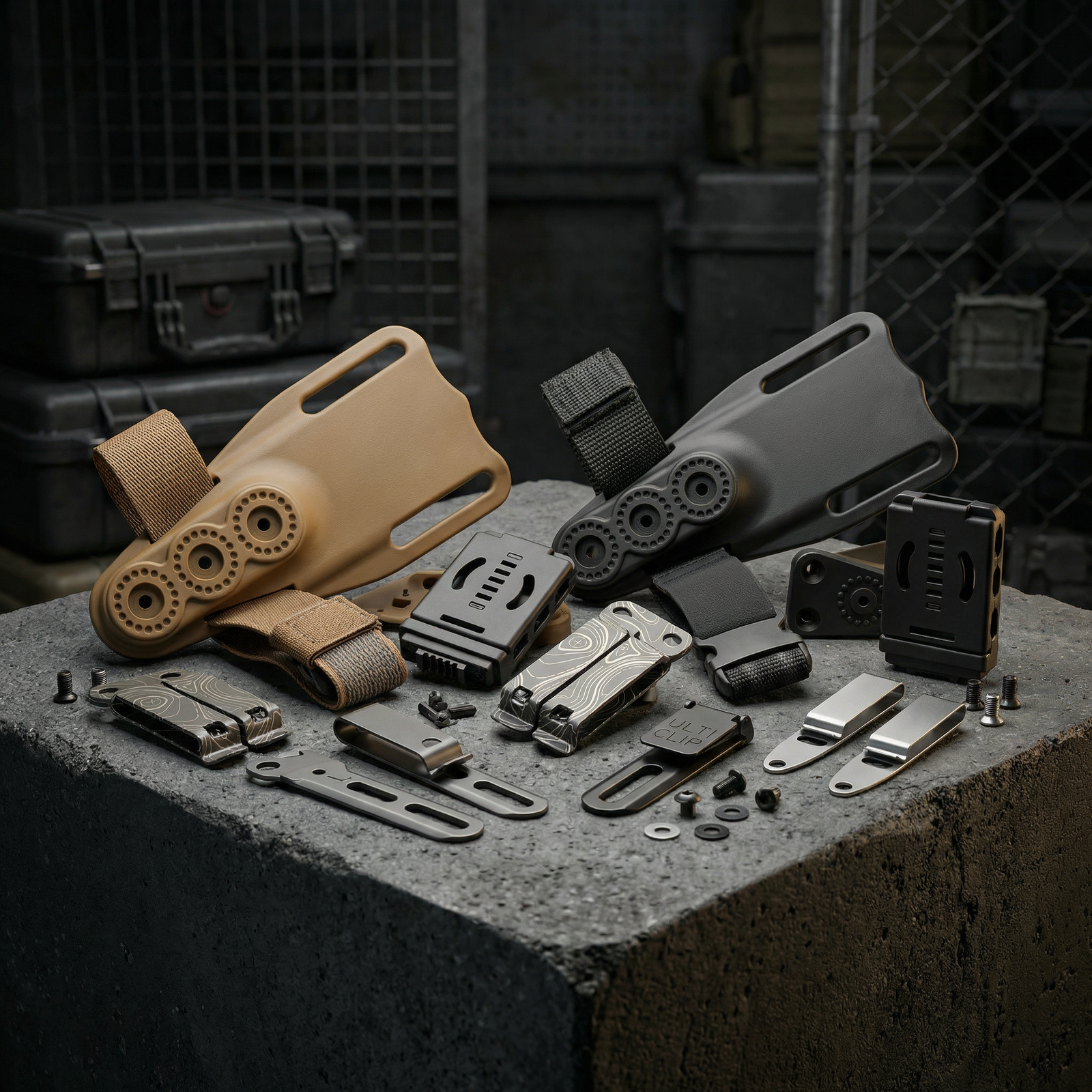 Fortis Tactical Kydex Kılıf Montaj Aparatları - Taktik Bacak Paneli (Drop Leg), Kemer Klipsi, Vida Setleri ve Bağlantı Donanımları